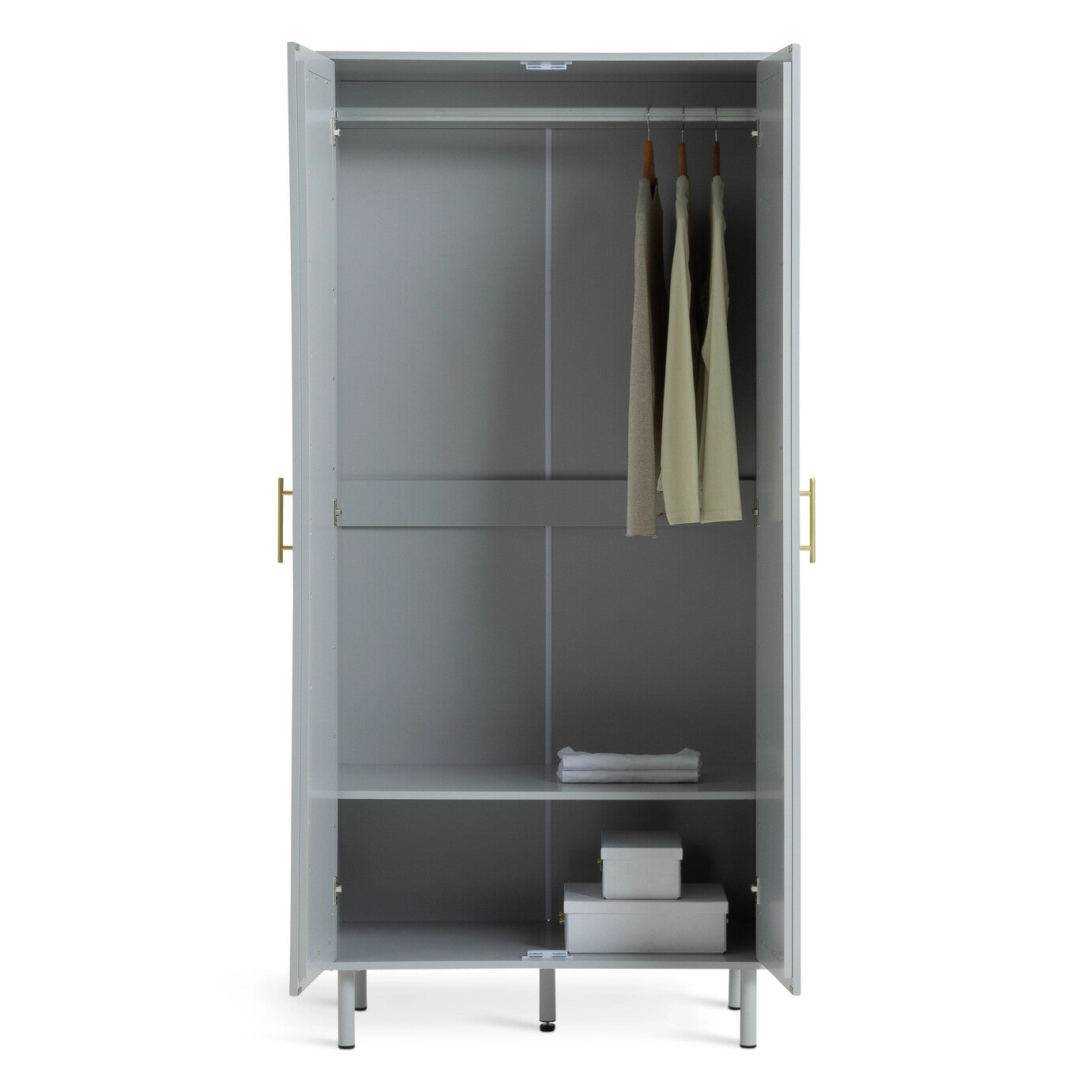Solid Wood Wardrobe with Drawers in Rattan Design for Bedroom