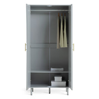 Solid Wood Wardrobe with Drawers in Rattan Design for Bedroom