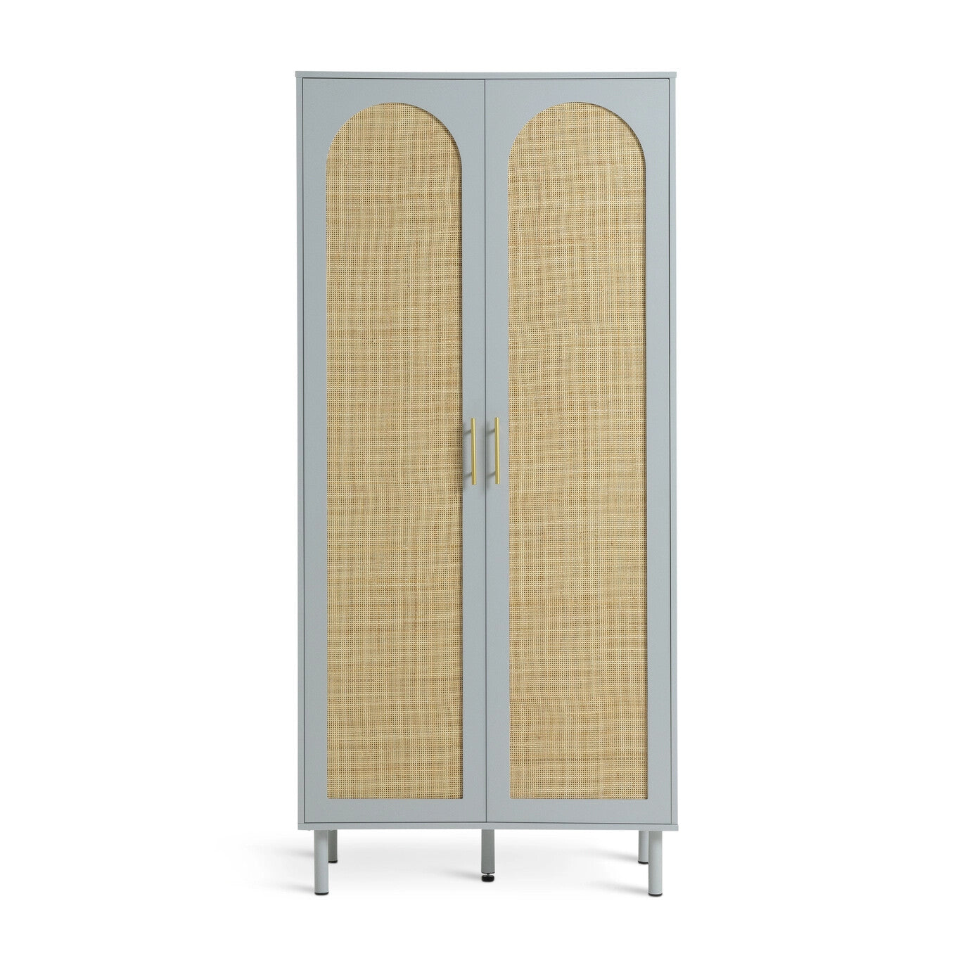 Solid Wood Wardrobe with Drawers in Rattan Design for Bedroom