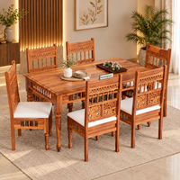 Solid Wood Dining Table 6 Seater Set for Dining Room