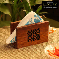 Solid Wood Hand Carved Napkin Holder