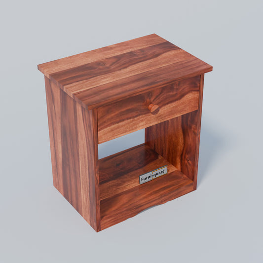Wood Bedside Table with Drawers for Bedroom