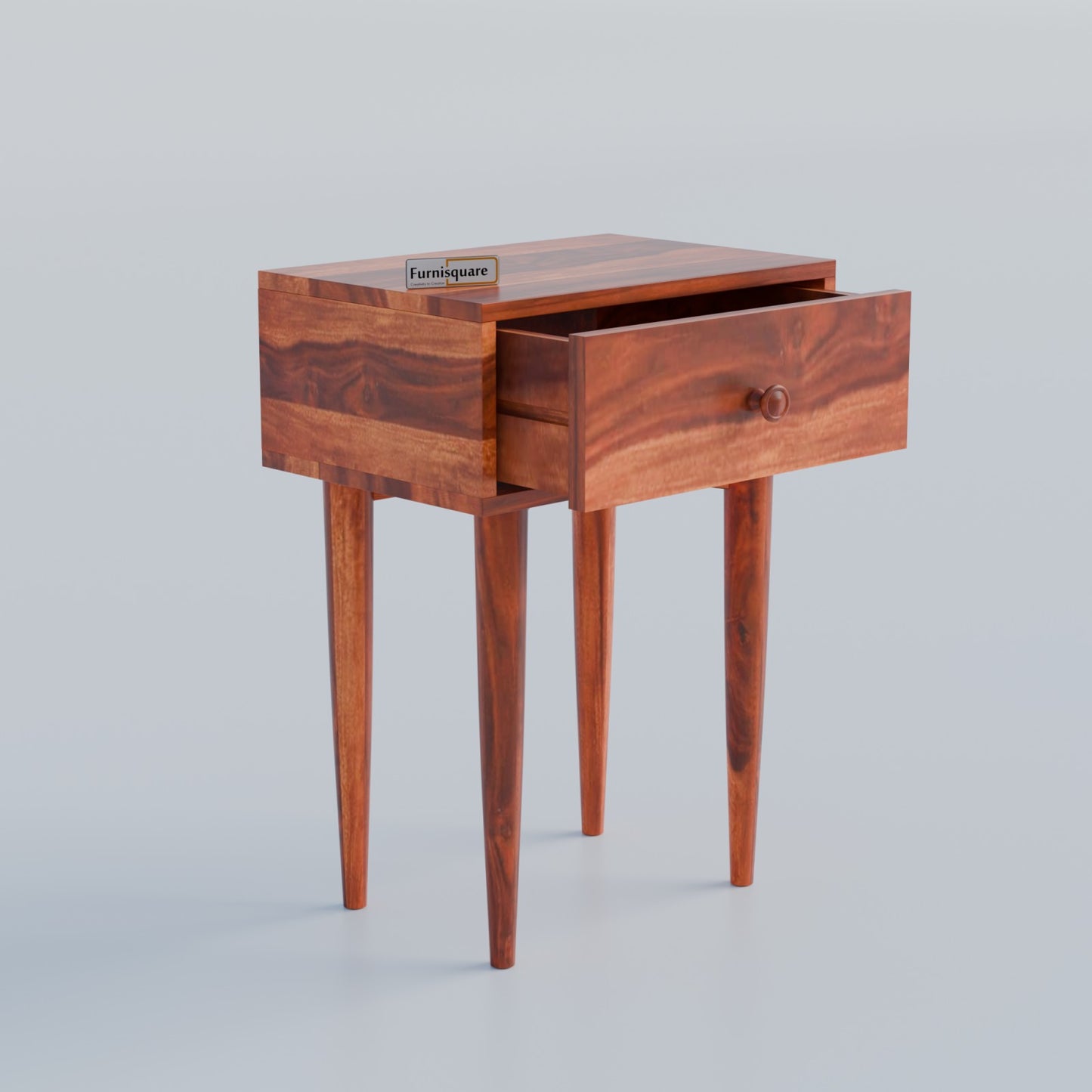 Wooden Nightstand with Drawer Storage for Bedroom