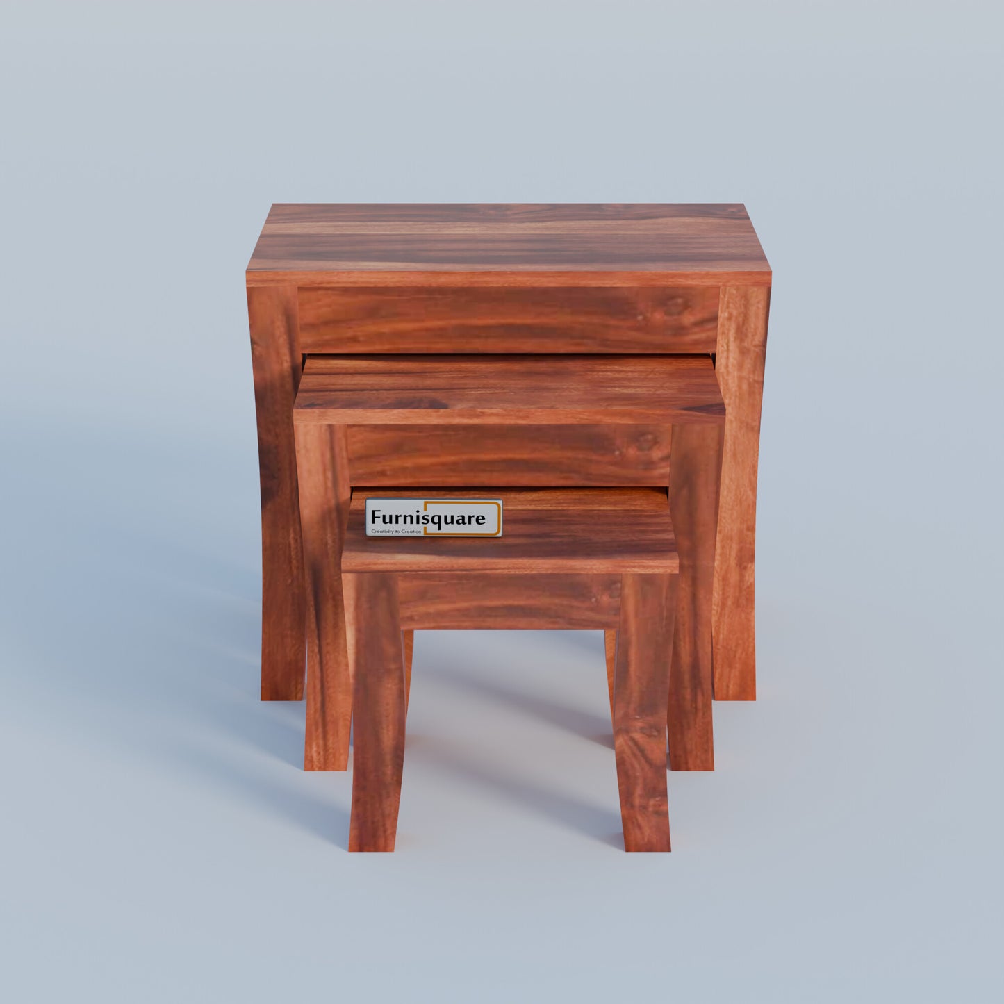 Solid Wood Nesting Tables Set of 3 Stools for Living Room