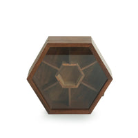 Sheesham Wood Hexagonal Spice Box With Spoon
