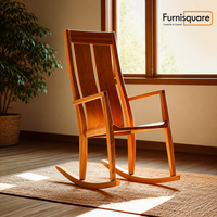 Wooden Rocking Chair with Curved Back Panels