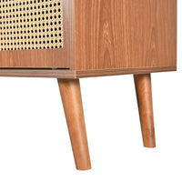Wooden Sideboard with Rattan Sliding Doors & Drawers
