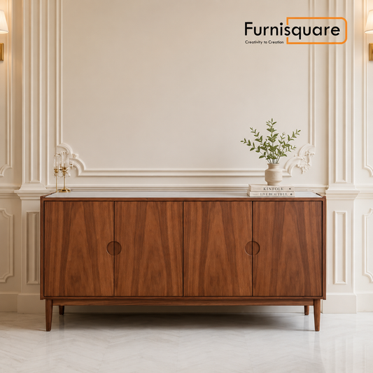 Solid Wood Sideboard Cabinet with Drawer Storage for Living Room