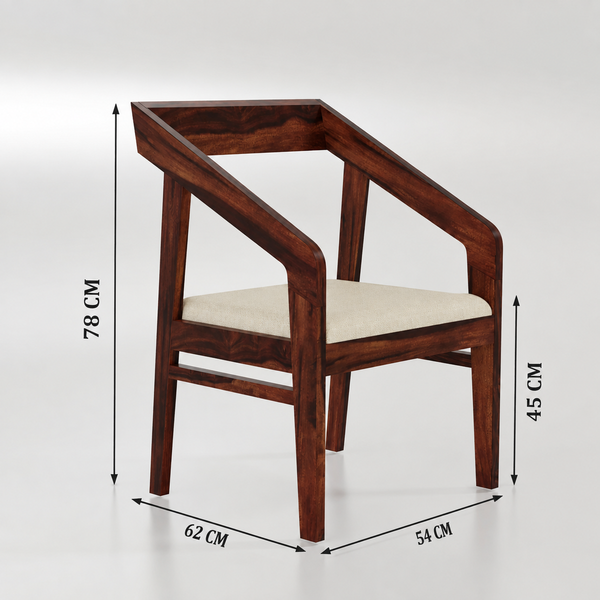 Solid Wood Dining Chair Set of 2 for Dining Room in Walnut Finish