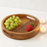 Wooden Round Serving Tray for Tea, Snacks & Coffee