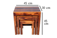 Wooden Nesting Tables Set of 3 Stools for Decor