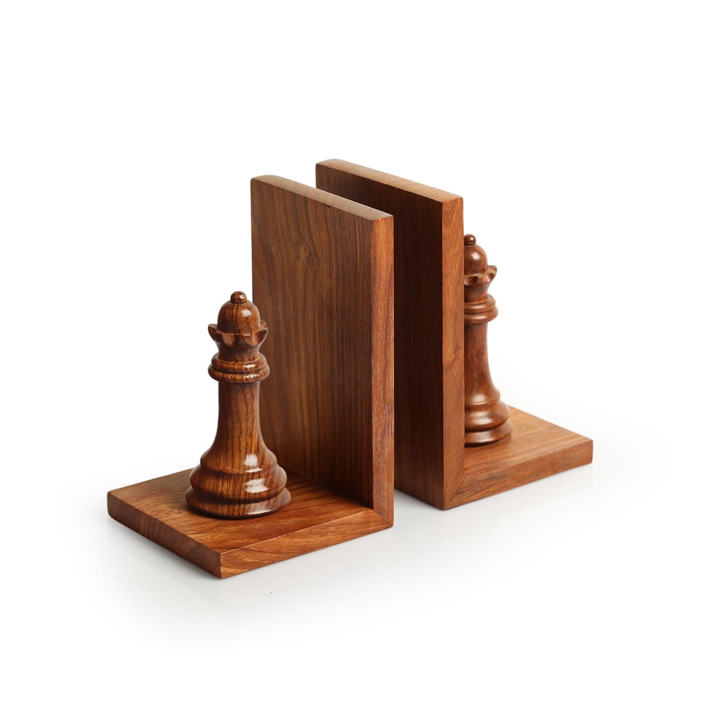 Sheesham Wood Chess Queen Bookends for Home Decor