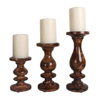 Wooden Candle Holder Set of 3 for Table Decor