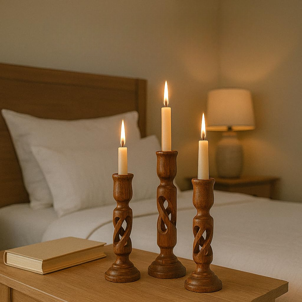 Sheesham Wood Candle Holder Set of 3