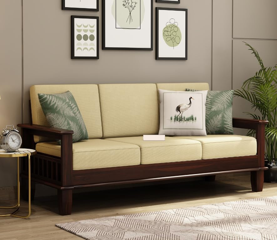 Wooden 3 Seater Sofa Set with Cushion for Living Room