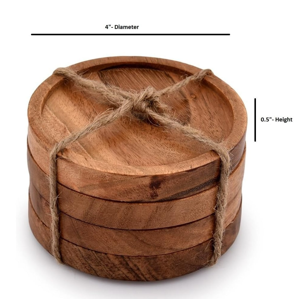 Wooden Round Tea Coaster set of 4