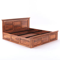 Solid Sheesham Wood King Size Bed with Storage Box