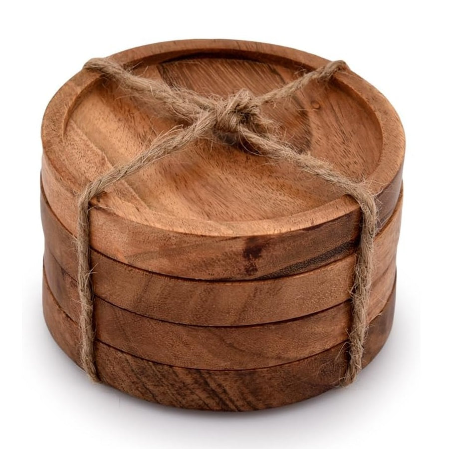 Wooden Round Tea Coaster set of 4