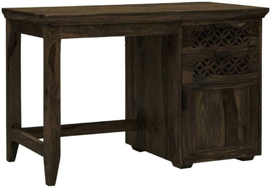 Wooden Study Table with Drawers Storage in Walnut Finish