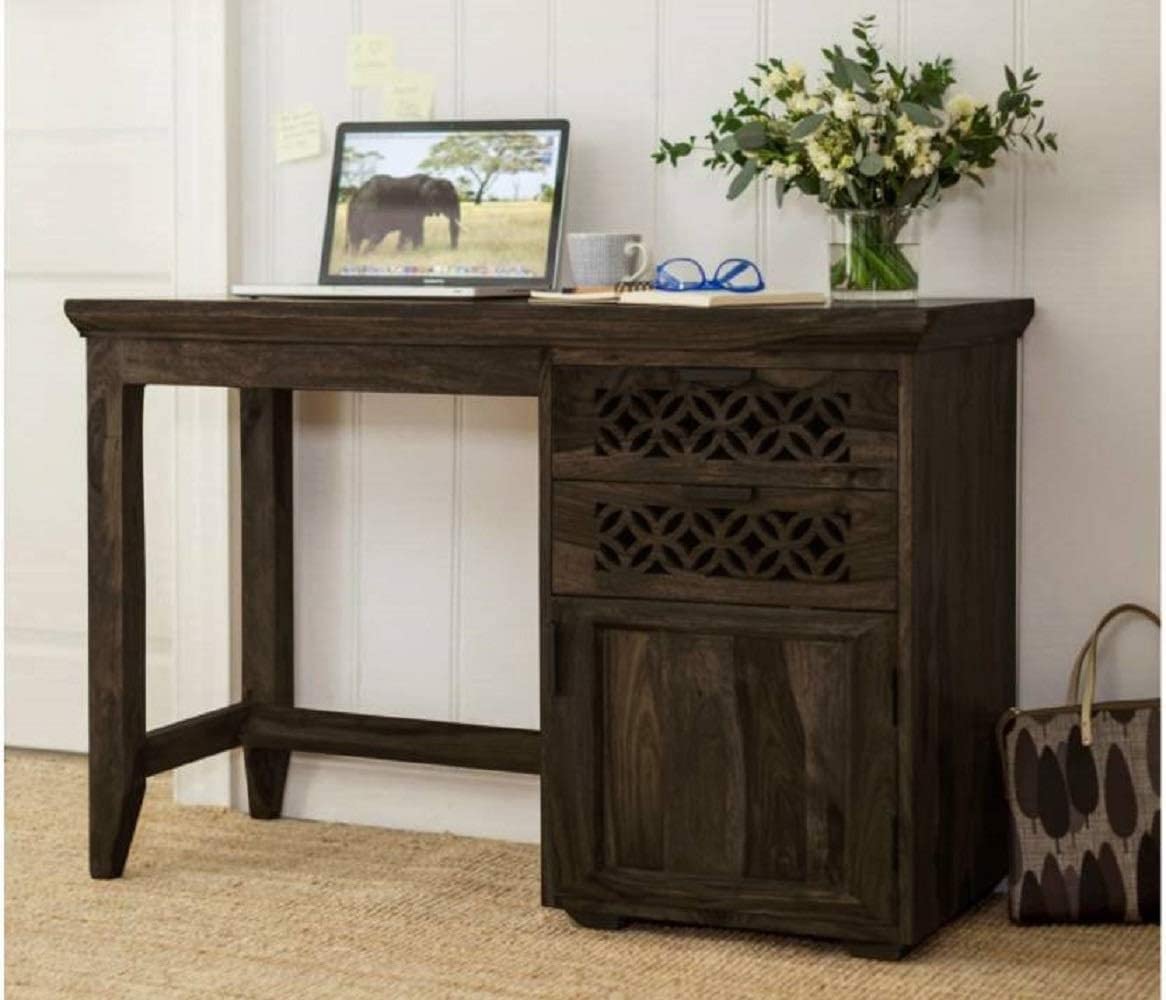 Wooden Study Table with Drawers Storage in Walnut Finish