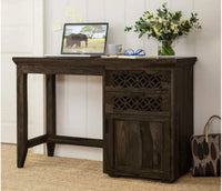 Wooden Study Table with Drawers Storage in Walnut Finish