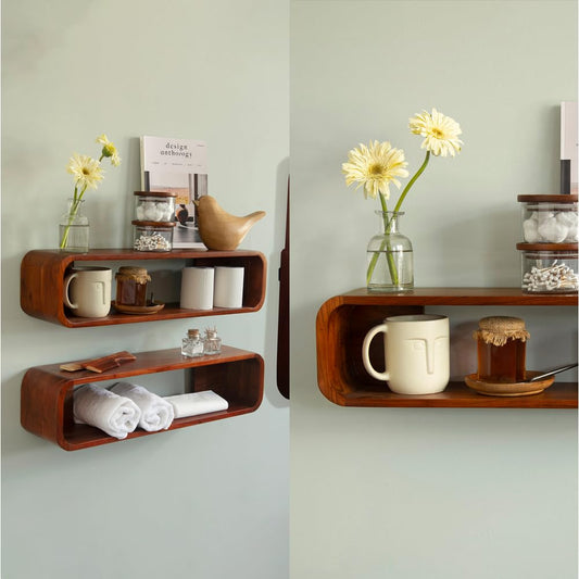 Wooden Wall Shelf for Living Room