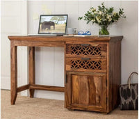 Solid Wood Study Table with Drawers Storage in Natural Finish