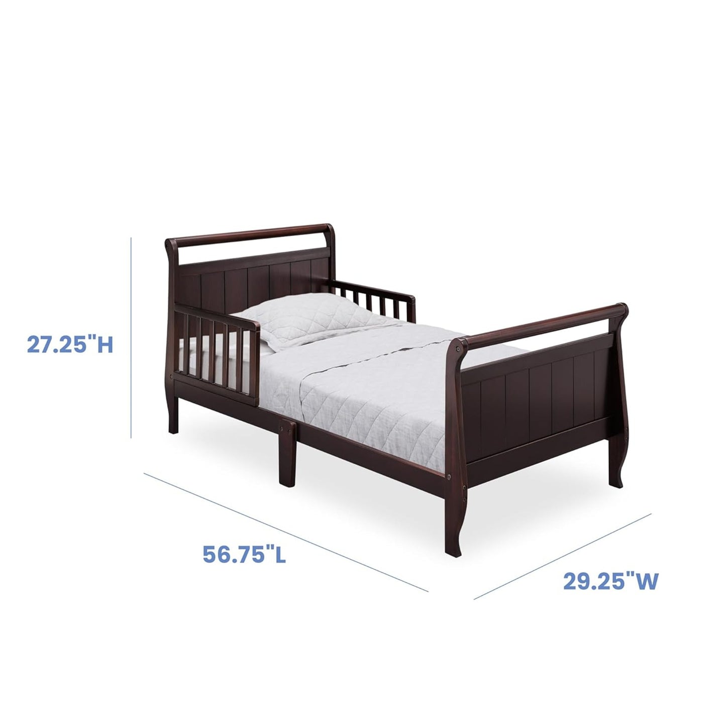 Solid Wood Single Bed without Storage in Walnut Finish