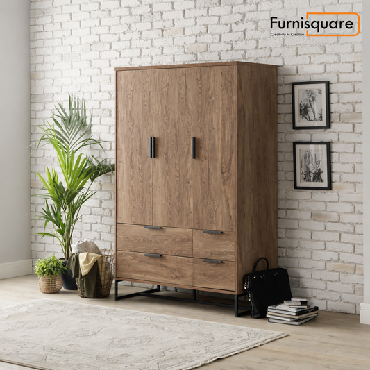 Wooden Wardrobe with Drawer Storage for Bedroom