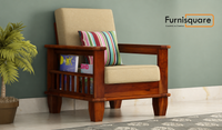 Wooden One Seater Sofa Set for Living Room