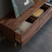 Solid Wood TV Cabinet in Walnut Finish for Entertainment Space