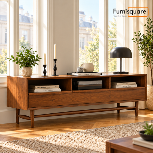 Wooden TV Cabinet with Drawer for Media Unit