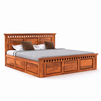 Solid Sheesham Wood King Size Bed with Storage Box