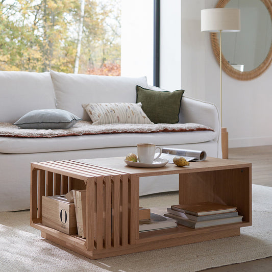 Wooden Coffee Table with Integrated Storage for Living Storage