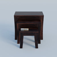 Solid Wood Nesting Tables Set of 3 Stools for Living Room