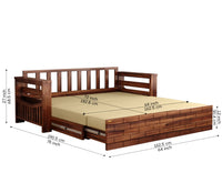 Wooden 3 Seater Sofa Cum Bed for Living Room