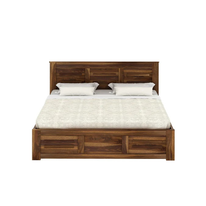 Solid Sheesham Wood King Size Bed with Hydraulic Storage