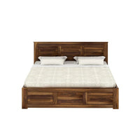 Solid Sheesham Wood King Size Bed with Hydraulic Storage