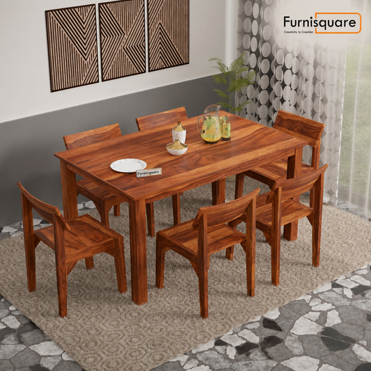 Solid Wood Dining Table 6 Seater with Chair for Dining Room