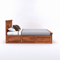Solid Sheesham Wood King Size Bed with Storage Box