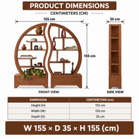 Wooden Round Bookshelf for Living Storage in Walnut Finish