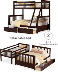 Wooden Bunk Bed with Storage Drawers