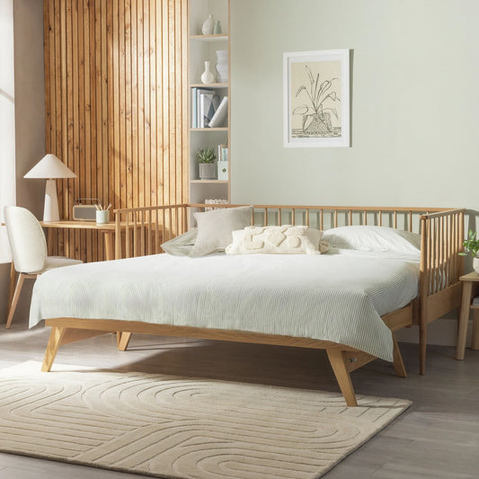 Wooden Pull Out Twin Single Bed for Kid's Bedroom