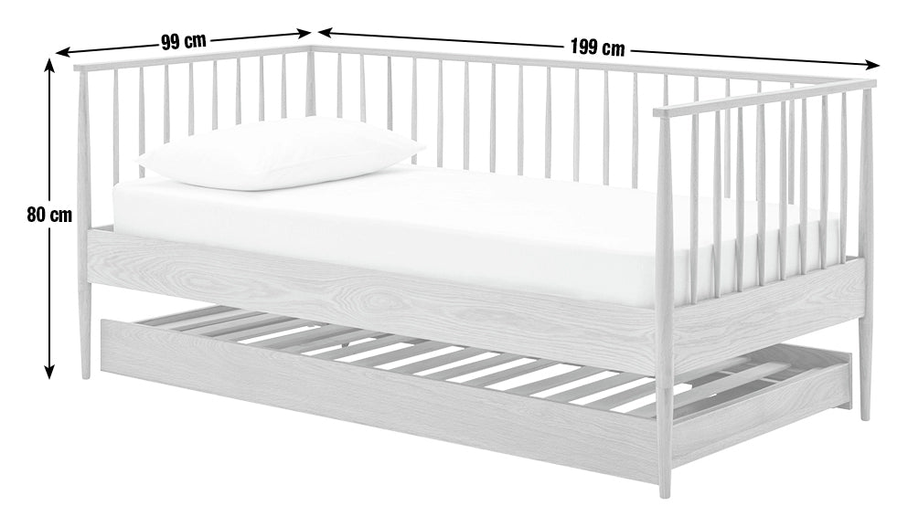 Wooden Pull Out Twin Single Bed for Kid's Bedroom