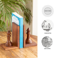 Sheesham Wood Chess Queen Bookends for Home Decor