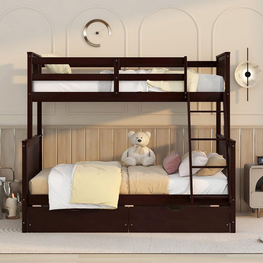 Wooden Bunk Bed with Storage Drawers