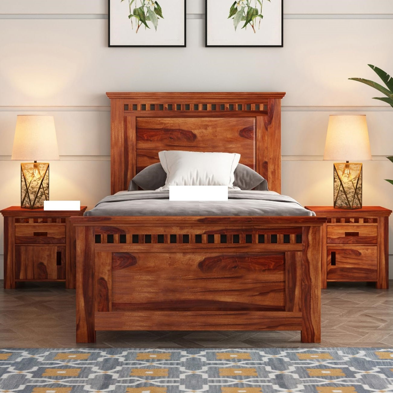 Wooden Single Size Bed without Storage