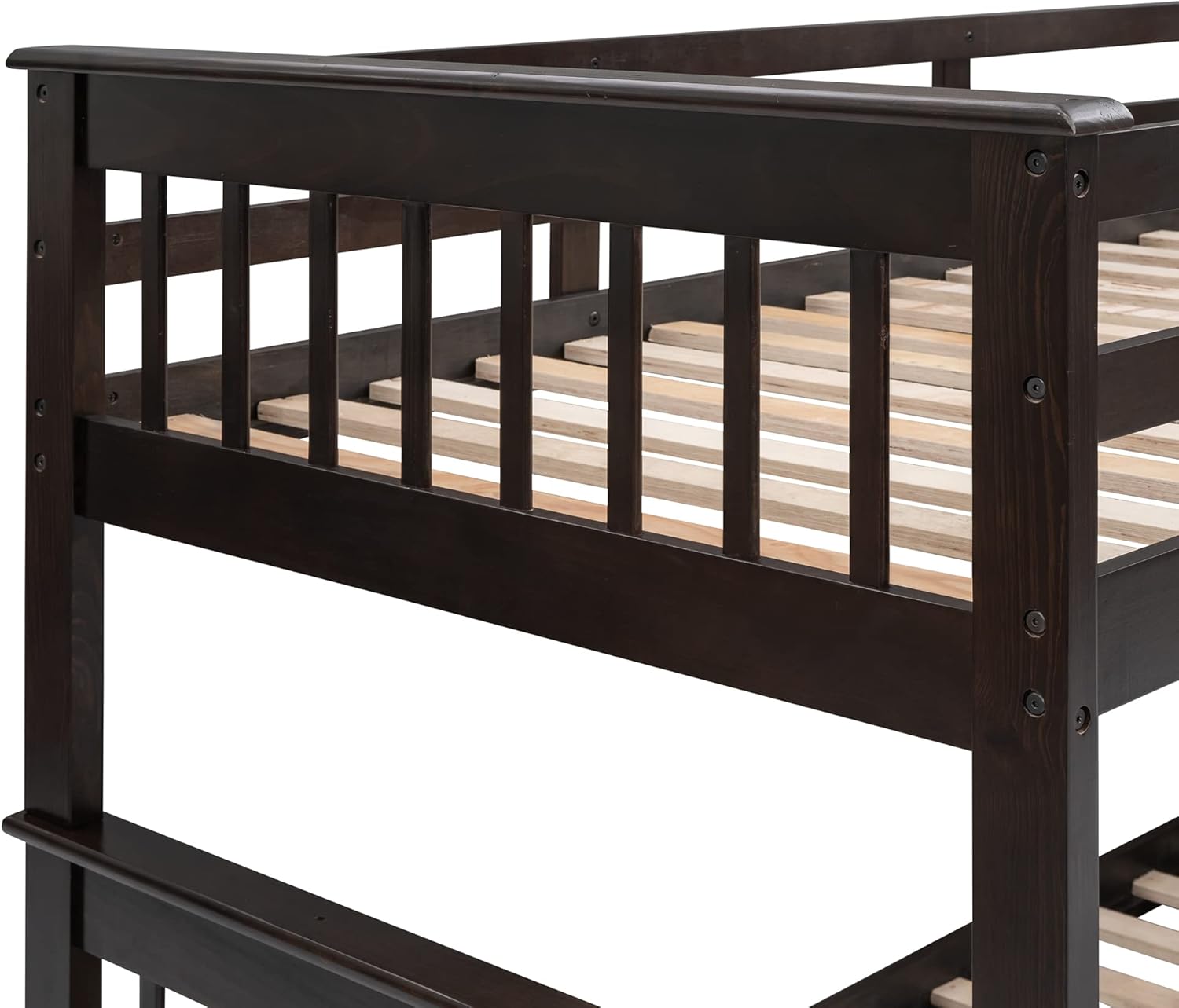 Solid Wood Bunk Bed with Stairs and Storage