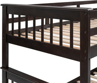 Solid Wood Bunk Bed with Stairs and Storage