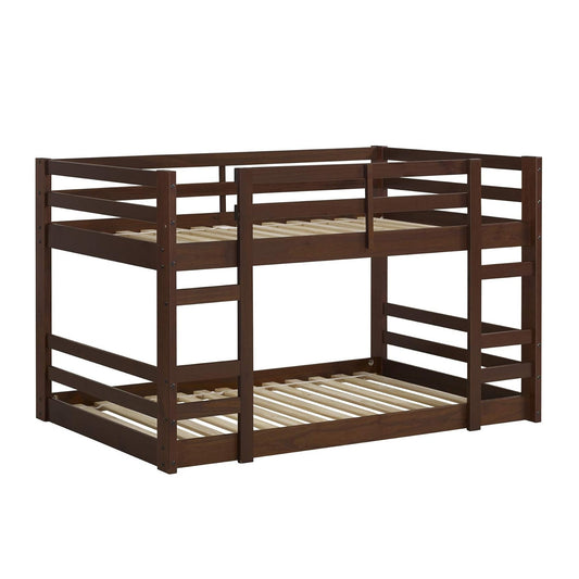 Solid Wood Twin Over Twin Bunk Bed with Angled Ladder